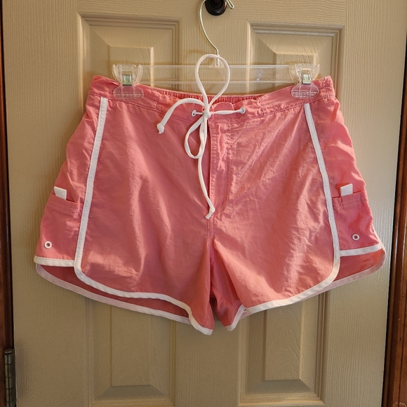 Retro board surf shorts sz 10 coral pink - white piping - Picture 1 of 12